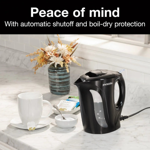 Electric Tea Kettle With Detachable Cord 1 Liter Water Boiler And Heater 1000 Watts For Rapid Boiling Auto Shutoff Black