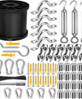 165Ft 304 Stainless Steel Cable String Light Hanging Kit With Heavy Duty 480Lb Capacity components displayed