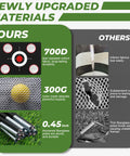 Comparison of 10x7Ft Golf Practice Net With Mat And Target Pockets showcasing materials and durability.