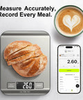 Smart Kitchen Scale With Nutritional Calculator And Macro Tracking App, Ai Food Recognition, Barcode Scan, loaf and phone