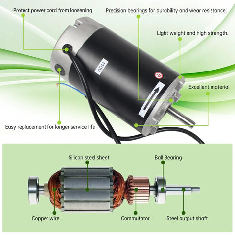750W DC Brushed Spindle Motor For Mini Metal Lathe Machine 110V 6000 RPM With M10 Shaft 40mm Length And 93mm Diameter Beefy Torque