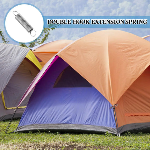 Premium Grade 304 Stainless Steel Extension Springs 10 Pack Featuring Dual End Hooks And Slim.02 Inch Wire Diameter on a tent