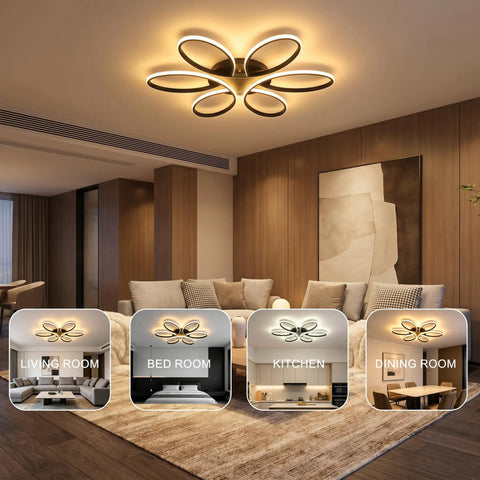 Ultra Slim 23 Inch LED Ceiling Light Fixture in living room with remote and app control