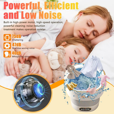 Straight Up 15L Portable Washing Machine With Three Cleaning Modes Foldable Mini Washer in action washing baby clothes.