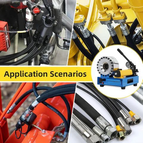 Heavy Duty Hydraulic Hose Crimper With Eight Swappable Die Sets For Smooth Zero Sweat Garage Work And Lock Tight Seal On All Custom Hydraulic Lines Today in various application scenarios.