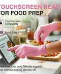 Top Tier Medical Grade Nitrile Exam Gloves Powder And Latex Free Pink Disposable Gloves 100 Count used for food prep and touchscreen.