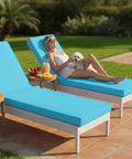 Chaise Lounge Cushions Outdoor Set Of 2 With Removable Covers Waterproof And Fade Resistant Sun Lounger Cushions for pool deck and lawn