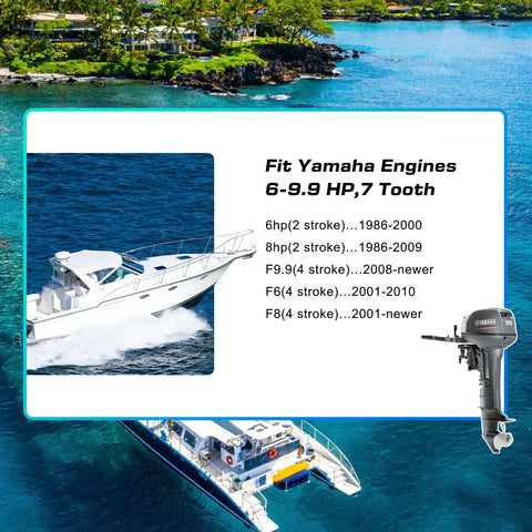 Boat Propeller 8 1/2 Inch Diameter 6 1/2 Inch Pitch Right Hand, 3 Blades, 7 Spline, Fits Yamaha 6-9.9 HP Outboard 2/4 Stroke Aluminum Marine Propeller Model 6G1-45947-00-00