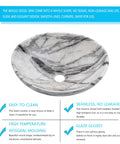 16 Inch Vessel Sink With Faucet For Bathroom Above Counter Marble Coated Porcelain Ceramic Oval Vanity Sink Modern Go To Lux Style With Pop Up Drain And Easy Install Fits 1 5 8 Inch To 1 3 4 Inch Drains, marble-pattern top view