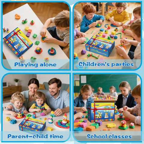 Air Dry Clay Kit For Kids With 158 Colors And Sculpting Tools used in different play settings with children.