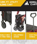 Heavy Duty Collapsible Outdoor Utility Wagon With Oversized 36 By 21 By 15 Bed And 150 Pound Capacity Red Foldable Rolling Cart With Cup Holders And Pockets For Beach Camping Sports Or Picnics, featuring folding design and flat-free tires.