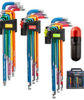 Do It All 27 Piece Ball End Hex Key Set With T Handle SAE Metric Allen Wrenches And Torx Keys, 60CR-V Steel Color Coded Storage Case