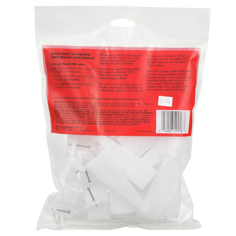 3M Stak-It Cable Furring Strip Stacker SIFS-1 Pack Of 25 in clear plastic packaging with instruction details.