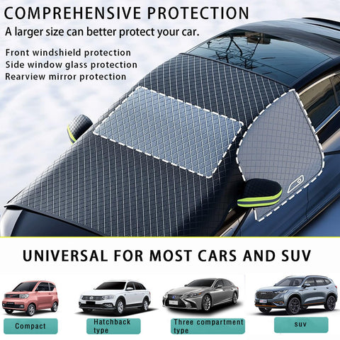 Car with All Season Magnetic Windshield Cover For Ice And Snow, Universal Fit For Cars, SUVs, And Trucks, mirror protector visible
