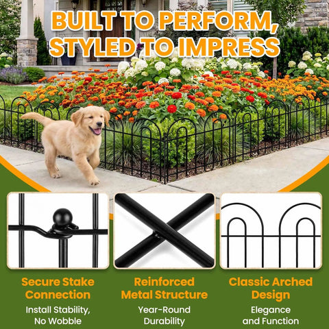 40 Ft No Dig Garden Fence Panels Pack Of 28 for Yard Animal Barrier Arch Decorative Fence with Stakes Dog Safe Outdoor