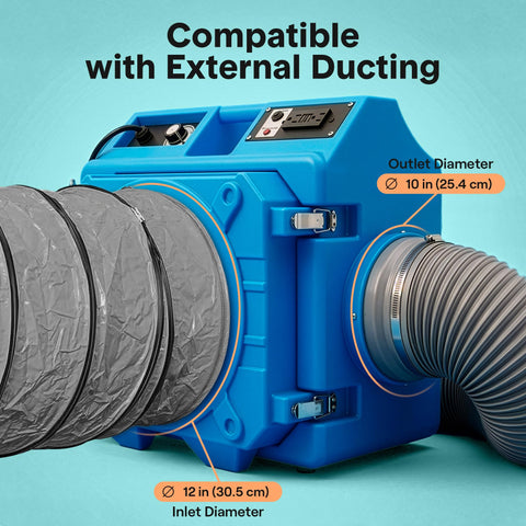 Beefed Up 3 Stage Filtration MERV 10 And HEPA Carbon Odor Removal Portable Air Purifier with external ducting connections