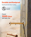 All Weather Tough Number 10 X 3 Inch Exterior Deck Screws 350 Count Pack installed in wood post with anti-rust coating.