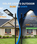 2 Pack Solar Street Light 180000 Lumens Outdoor LED Flood Light With Light Control And PIR Motion Sensor for Yard