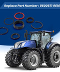 Heavy Duty Bucket Cylinder Hydraulic Seal Kit For Front End Loaders And 48 Inch Manure Fork Buckets Fits 7108 1320 1520 1720 1920 And 7308 Farm Loader Case IH L130 Replacement 9600671 9616371 shown with tractor