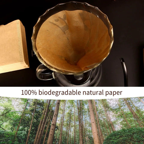 Cone Coffee Filters Size 02 Unbleached in pour-over coffee maker, biodegradable paper, 100% biodegradable natural paper.