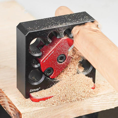 Rock Solid Aluminum Dowel Jig For Standard Power Drills Adjustable Eight Size Wood Dowel Cutter Kit With Razor Sharp Carbide Blades in use.