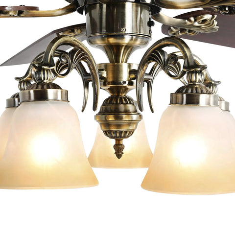 Close-up of LED light kit on 52 Inch Indoor Ceiling Fan With LED Light And Remote Control In New Bronze Finish