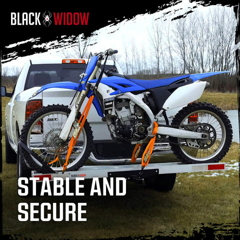 Motorcycle Hitch Carrier With Wheel Chock And Loading Ramp, Beefy Aluminum Build, 400 Lb Capacity, Anti-Rattle Design, Fits 2 Inch Receiver