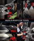 Cordless Impact Wrench With Brushless Motor Delivers Up To 1600 Foot Pounds Of Torque shown in car repair and workshop use