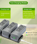 Two-Way Charger Hub For DJI Air 3S And Air 3 Batteries, Storage And Sequential Charging Of Three Packs, 100W Input, details shown.