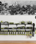 Power Tool Organizer Wall Mount With 16 Slots, 3 Tier Drill And Cordless Tool Storage Holder, Pegboard Sides, installed view