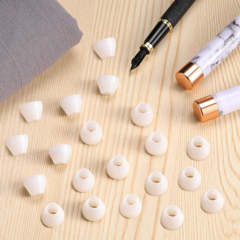 SEIWEI 20 Pack Insulating Pen Bushings Non Stick For CA Finish, 14x11mm 60 Degree Cone Shape Taper on wood desk with pens