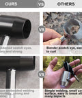 Comparison of Go To Bushcraft Hand Auger Wrench by KOSIBATE showing thickened scotch eye vs slender, embedded vs simple welding.