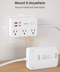 Must Have Two Prong To Three Prong Outlet Adapter Power Strip With Six Outlets And Four USB Ports Two USB C 1050J Surge Protector showing dimensions