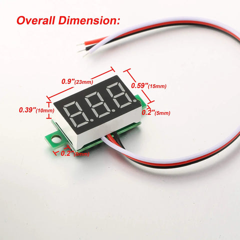 Pack of 5 DC 0 to 30V Digital Voltmeter Three Wire Voltage Gauge With Blue LED Calibratable 0.01 to 0.1 V Accuracy for DIY Battery Electronics and Sensor Projects, 0.9 x 0.59 in