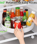 11.8 Inch Lazy Susan For Refrigerator And Pantry, Round Kitchen Turntable Spice Rack Organizer With Heavy Duty Swivel Base holding various beverages.