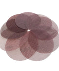 Premium 50 Pack Mesh Sanding Discs With Hook And Loop Backing For Drywall Plus Wood And Metal, Dust Free Grit Design visible in various angles.