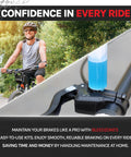 Cyclist on bicycle and 2 Pack 60ml Mineral Oil For Magura Brakes used on brake handle for smooth braking