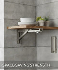 Stainless Steel Wall Mount Foldable Brackets for Floating Shelves and Drop Leaf Tables, Built Tough Temporary Work Surface for Kitchen