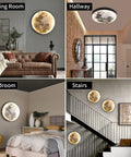 Dimmable Moon Wall Sconce Plug In LED Wall Light With Remote Control 19.7 Inch Black Indoor Wall Lamp in various rooms