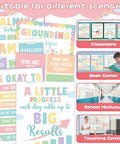 Image of the Calm Down Corner Posters for Classrooms Set, showcasing pastel emotion posters in various school settings.