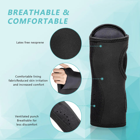 Breathable neoprene Two Pack Night Wrist Sleep Support Brace for Carpal Tunnel with cushioned beads and adjustable splint.