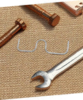 Set Of 10 Fruit Tree Pullers And Branch Spreader Tools, silver wire on textured surface with wrench and bolts