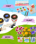 Paint And Plant Kid Friendly Gardening Kit For Boys And Girls, Fun Flower Pot Painting Set with supplies and painted pots