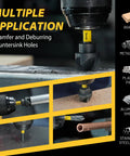 Five Piece Countersink Drill Bit Set With 82 Degree Five Flute Design Nitride Coated High Speed Steel used on various materials