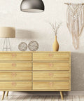 Boho Rattan Dresser Knobs Set With Six Handmade Round Wood Pulls And Six Screws Woven Wicker Cabinet Hardware in living room