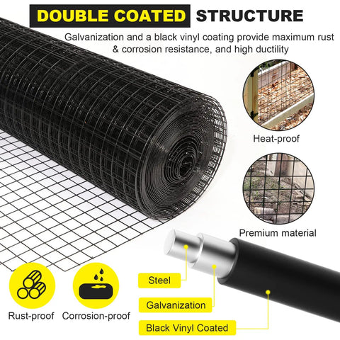 Vinyl Coated Welded Hardware Cloth 16 Gauge 24x100 Inch Heavy Duty Fence Mesh For Home And Garden Projects Rust Resistant Galvanized Steel