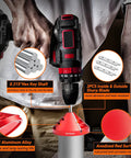 2-in-1 PVC deburring tool with red anodized aluminum body and inner/outer chamfer blades.