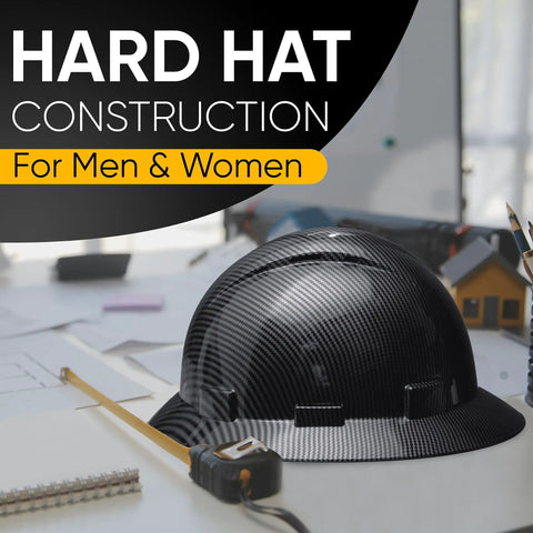Full Brim Vented Construction Hard Hat With 6 Point Ratcheting System Meets ANSI Z89 1 OSHA Safety Helmet Carbon Fiber Look