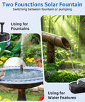 Solar Pond Filter With Fountain Pump Kit For Bird Bath And Garden, 4W Solar Powered Water Pump with dual function setup