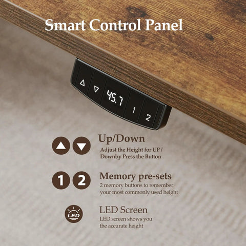 Smart control panel of Electric Standing Desk 48 Inch Height Adjustable Sit Stand Desk with memory presets and LED display.